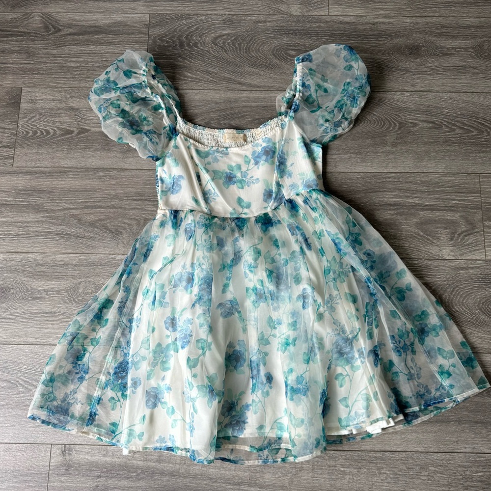 Altar’d State Puffy Sleeve Flowy Floral Above The Knee Dress